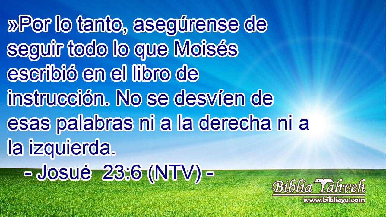 »Por lo tanto, asegúrense de seguir todo lo que Moisés escribió en el libro de instrucción. No se desvíen de esas palabras ni a la derecha ni a la izquierda.