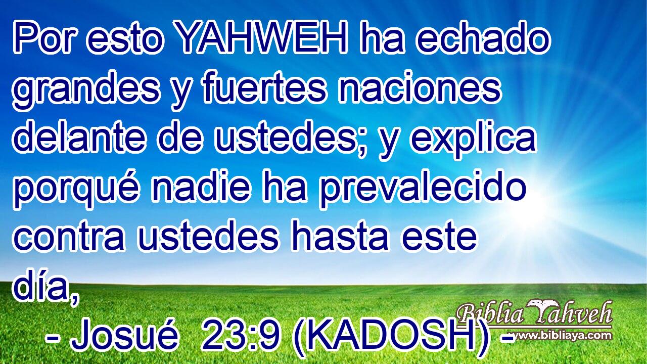  Por esto YAHWEH ha echado grandes y fuertes naciones delante de ustedes; y explica porqué nadie ha prevalecido contra ustedes hasta este día, 