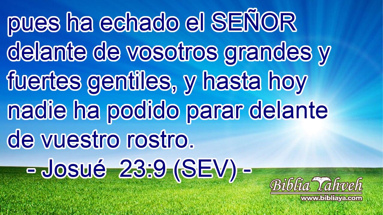 pues ha echado el SEÑOR delante de vosotros grandes y fuertes gentiles, y hasta hoy nadie ha podido parar delante de vuestro rostro.