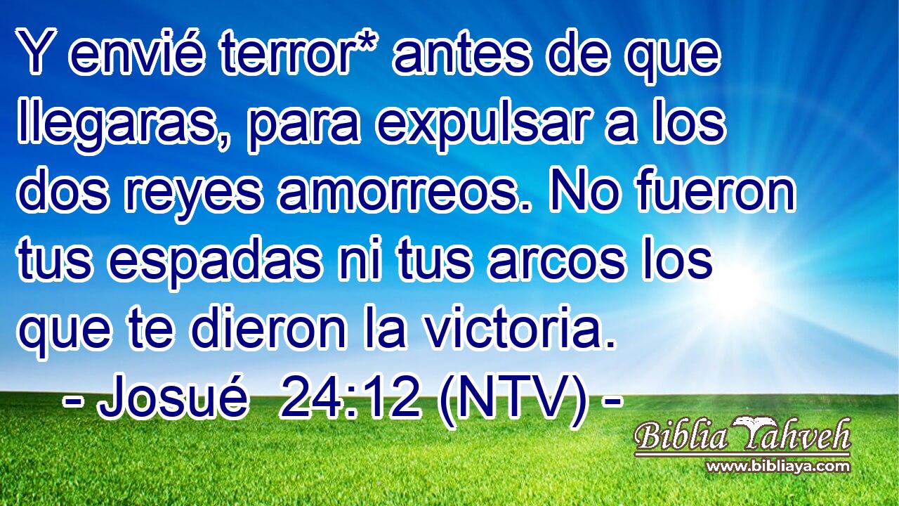 Y envié terror* antes de que llegaras, para expulsar a los dos reyes amorreos. No fueron tus espadas ni tus arcos los que te dieron la victoria.