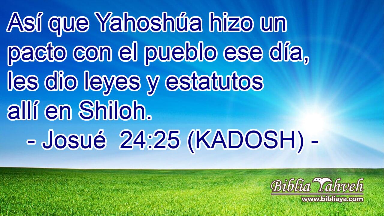  Así que Yahoshúa hizo un pacto con el pueblo ese día, les dio leyes y estatutos allí en Shiloh. 