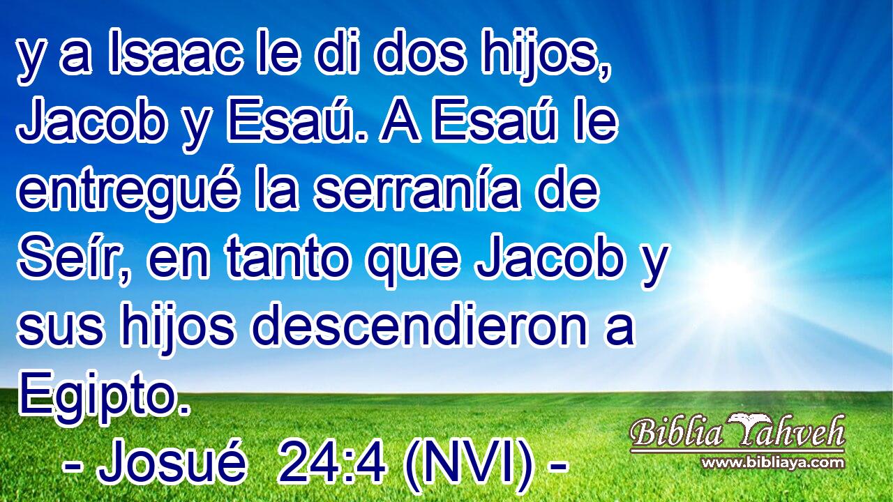  y a Isaac le di dos hijos, Jacob y Esaú. A Esaú le entregué la serranía de Seír, en tanto que Jacob y sus hijos descendieron a Egipto. 