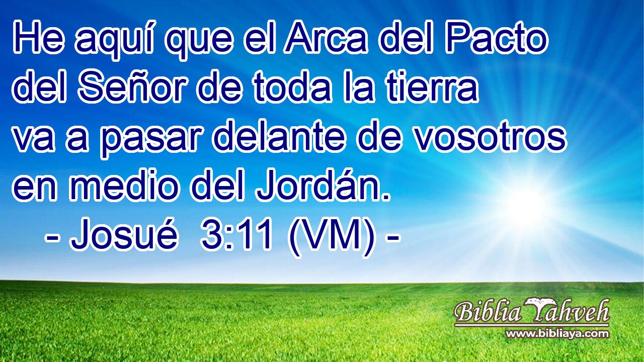 He aquí que el Arca del Pacto del Señor de toda la tierra va a pasar delante de vosotros en medio del Jordán. 
