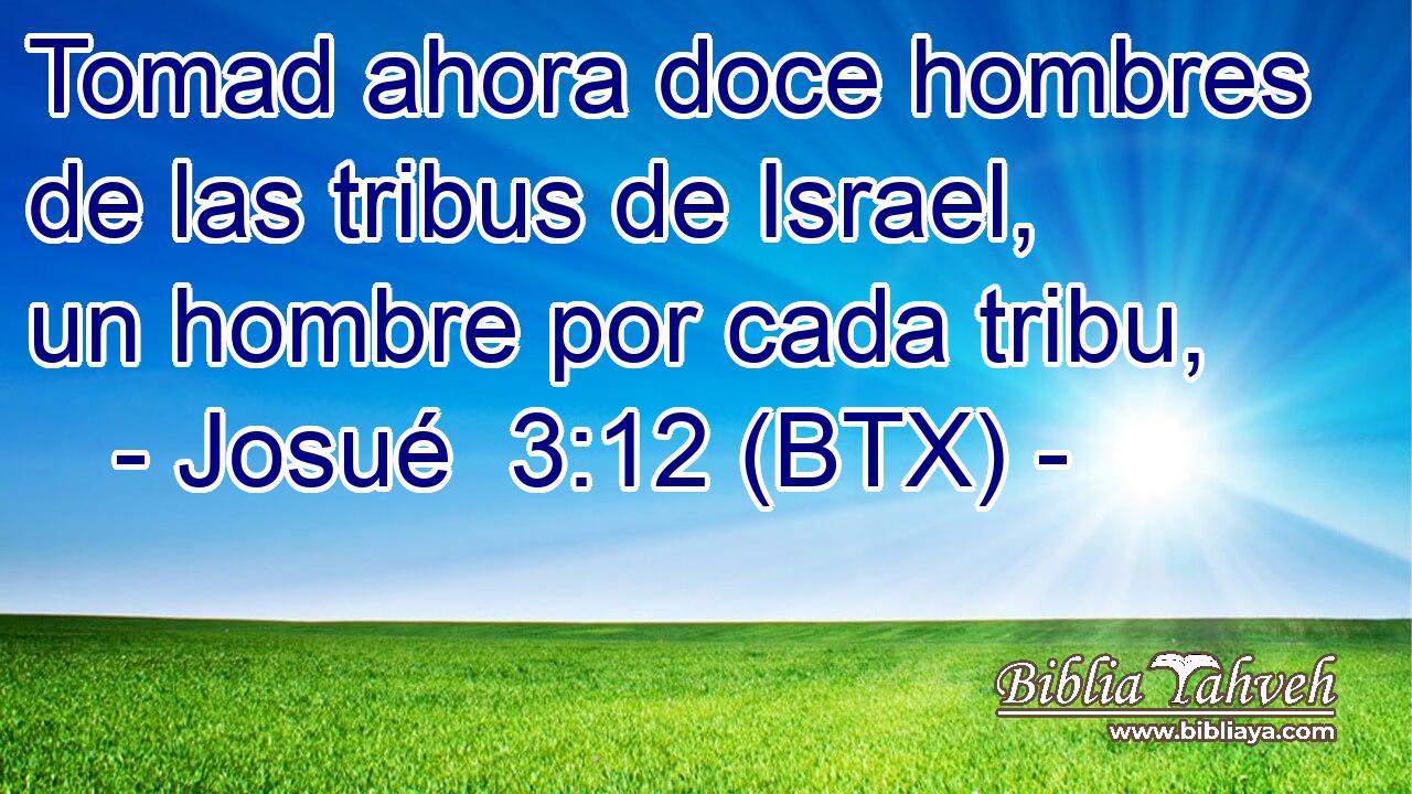 Tomad ahora doce hombres de las tribus de Israel, un hombre por cada tribu,