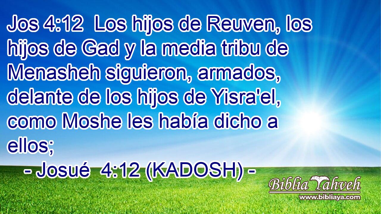  Los hijos de Reuven, los hijos de Gad y la media tribu de Menasheh siguieron, armados, delante de los hijos de Yisra'el, como Moshe les había dicho a ellos; 