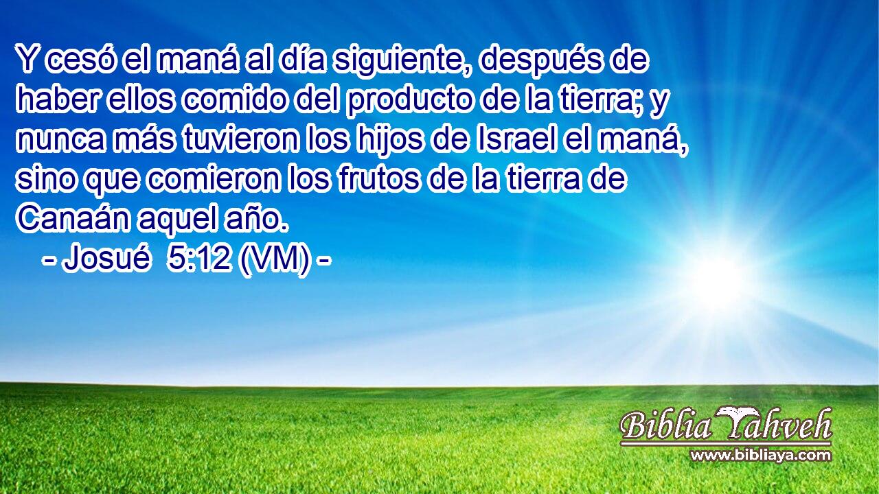  Y cesó el maná al día siguiente, después de haber ellos comido del producto de la tierra; y nunca más tuvieron los hijos de Israel el maná, sino que comieron los frutos de la tierra de Canaán aquel año. 