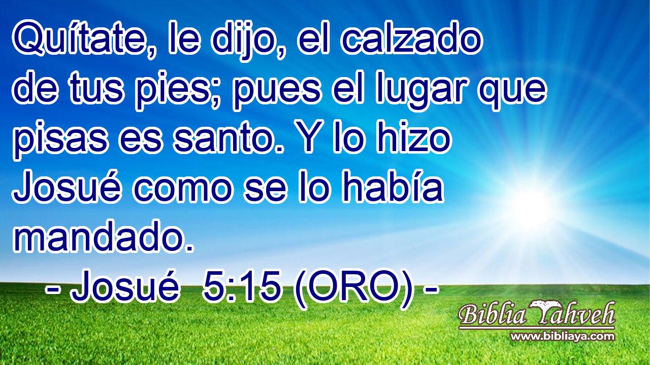  Quítate, le dijo, el calzado de tus pies; pues el lugar que pisas es santo. Y lo hizo Josué como se lo había mandado. 