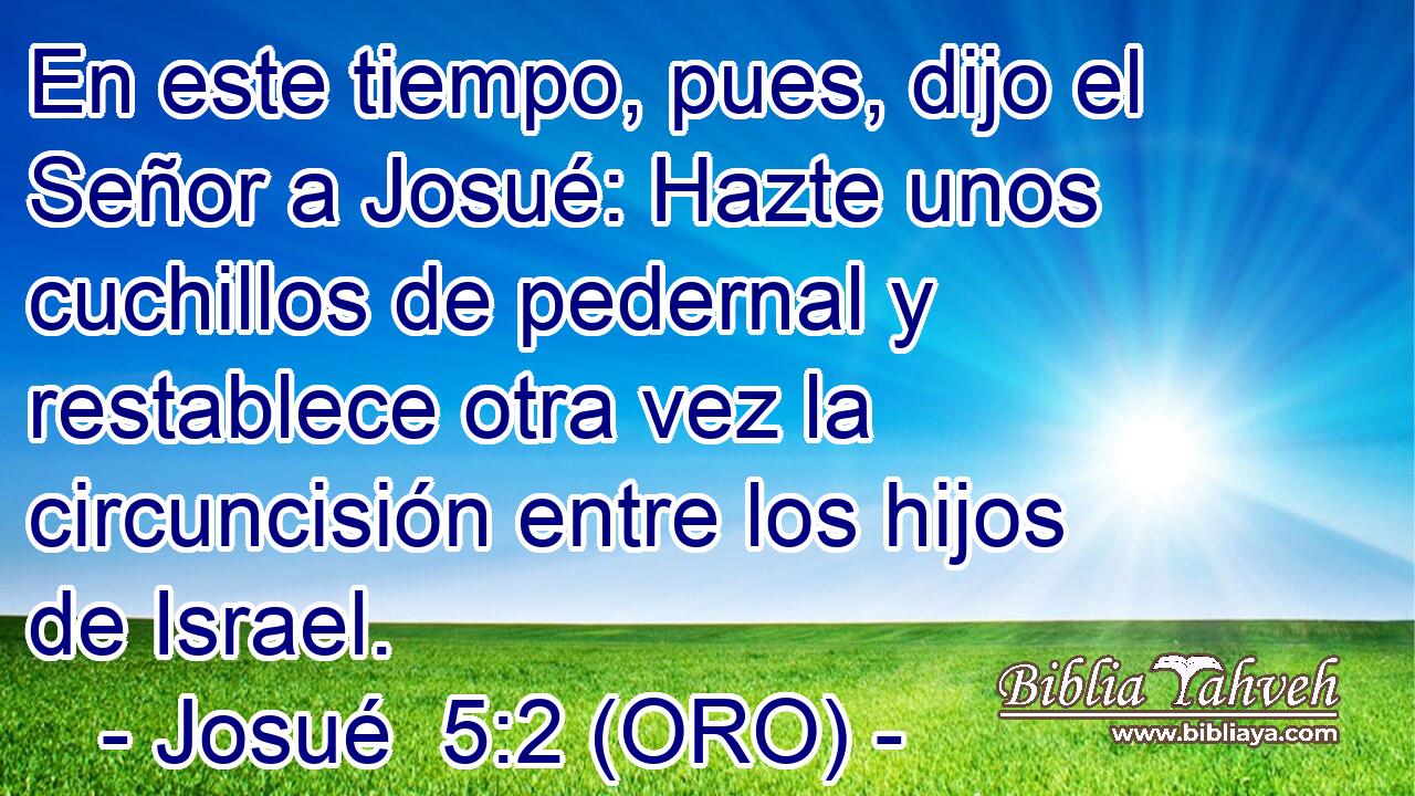 En este tiempo, pues, dijo el Señor a Josué: Hazte unos cuchillos de pedernal y restablece otra vez la circuncisión entre los hijos de Israel. 