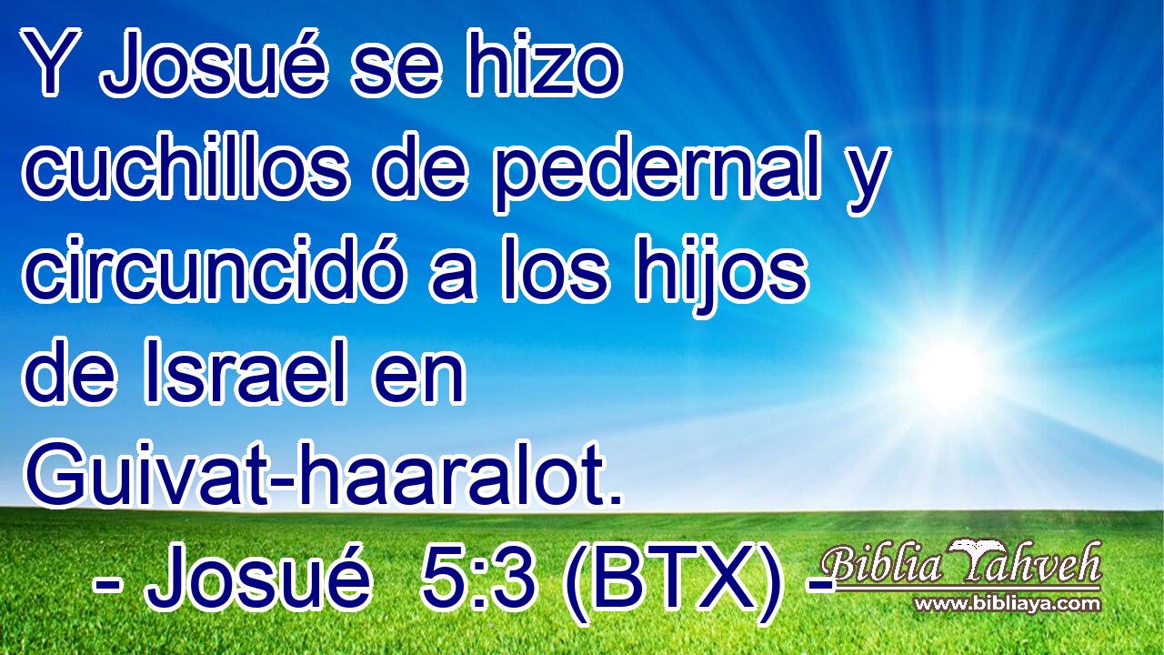 Y Josué se hizo cuchillos de pedernal y circuncidó a los hijos de Israel en Guivat-haaralot.