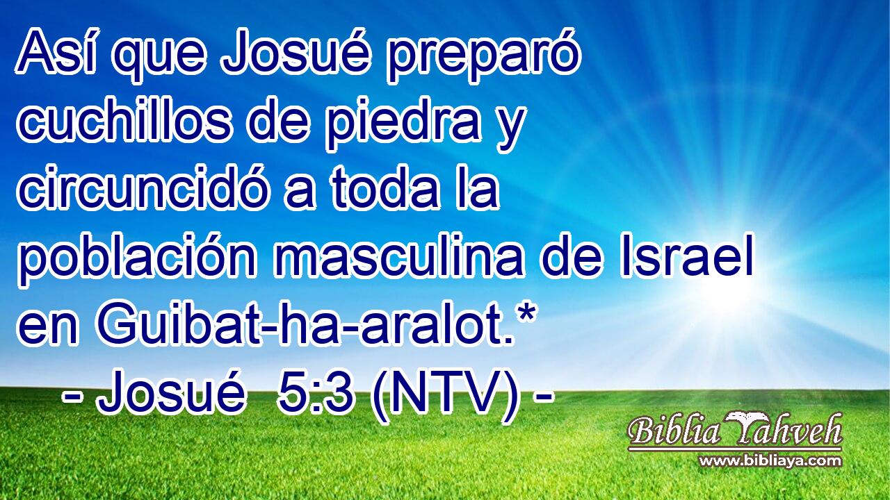 Así que Josué preparó cuchillos de piedra y circuncidó a toda la población masculina de Israel en Guibat-ha-aralot.*