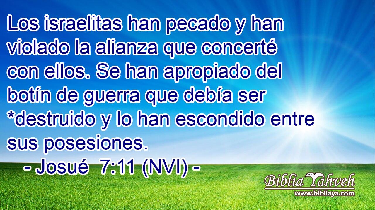  Los israelitas han pecado y han violado la alianza que concerté con ellos. Se han apropiado del botín de guerra que debía ser *destruido y lo han escondido entre sus posesiones. 