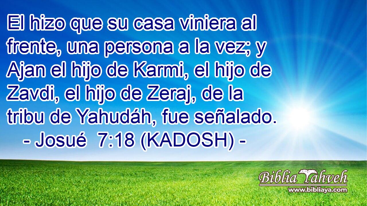  El hizo que su casa viniera al frente, una persona a la vez; y Ajan el hijo de Karmi, el hijo de Zavdi, el hijo de Zeraj, de la tribu de Yahudáh, fue señalado. 