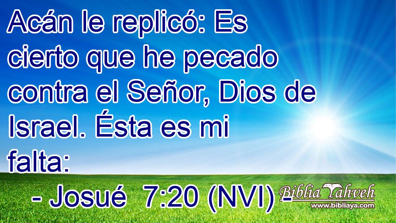  Acán le replicó: Es cierto que he pecado contra el Señor, Dios de Israel. Ésta es mi falta: 