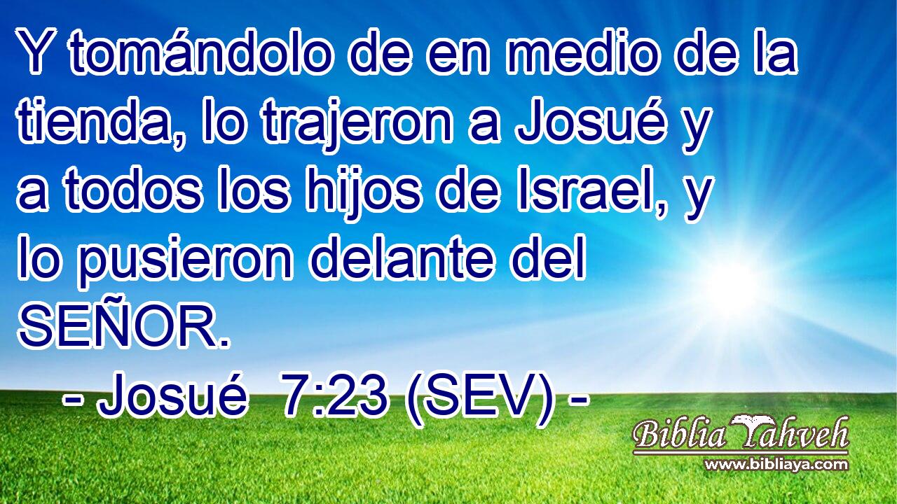 Y tomándolo de en medio de la tienda, lo trajeron a Josué y a todos los hijos de Israel, y lo pusieron delante del SEÑOR.