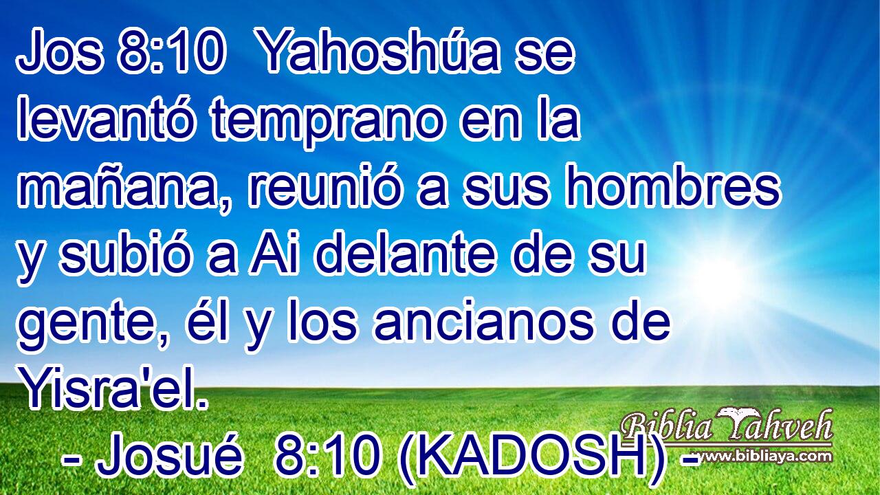  Yahoshúa se levantó temprano en la mañana, reunió a sus hombres y subió a Ai delante de su gente, él y los ancianos de Yisra'el. 