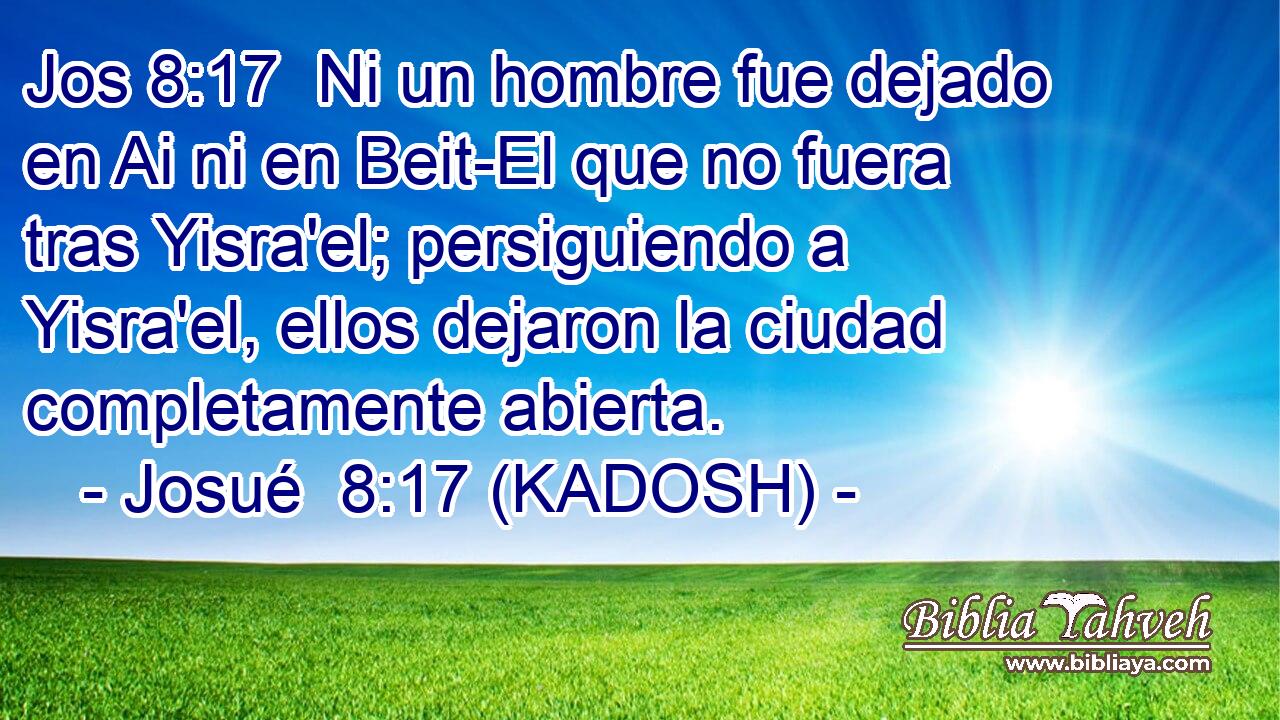  Ni un hombre fue dejado en Ai ni en Beit-El que no fuera tras Yisra'el; persiguiendo a Yisra'el, ellos dejaron la ciudad completamente abierta. 