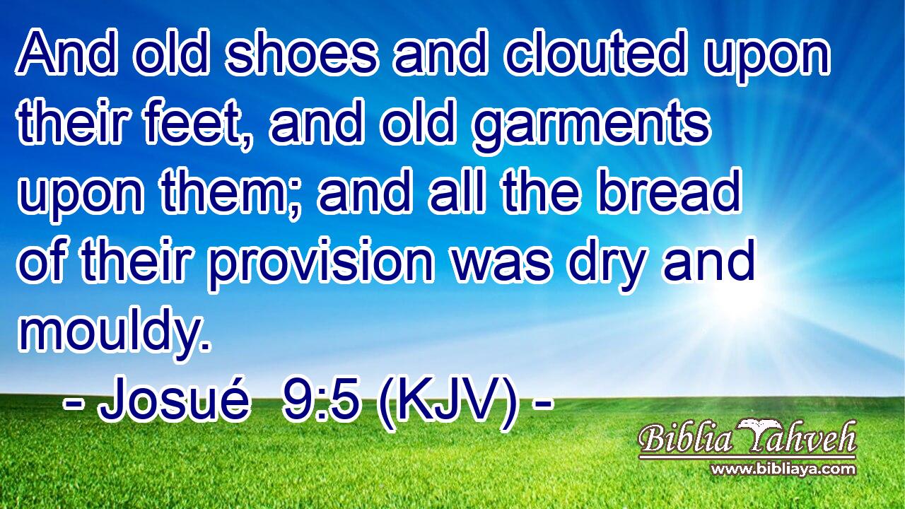 And old shoes and clouted upon their feet, and old garments upon them; and all the bread of their provision was dry and mouldy.