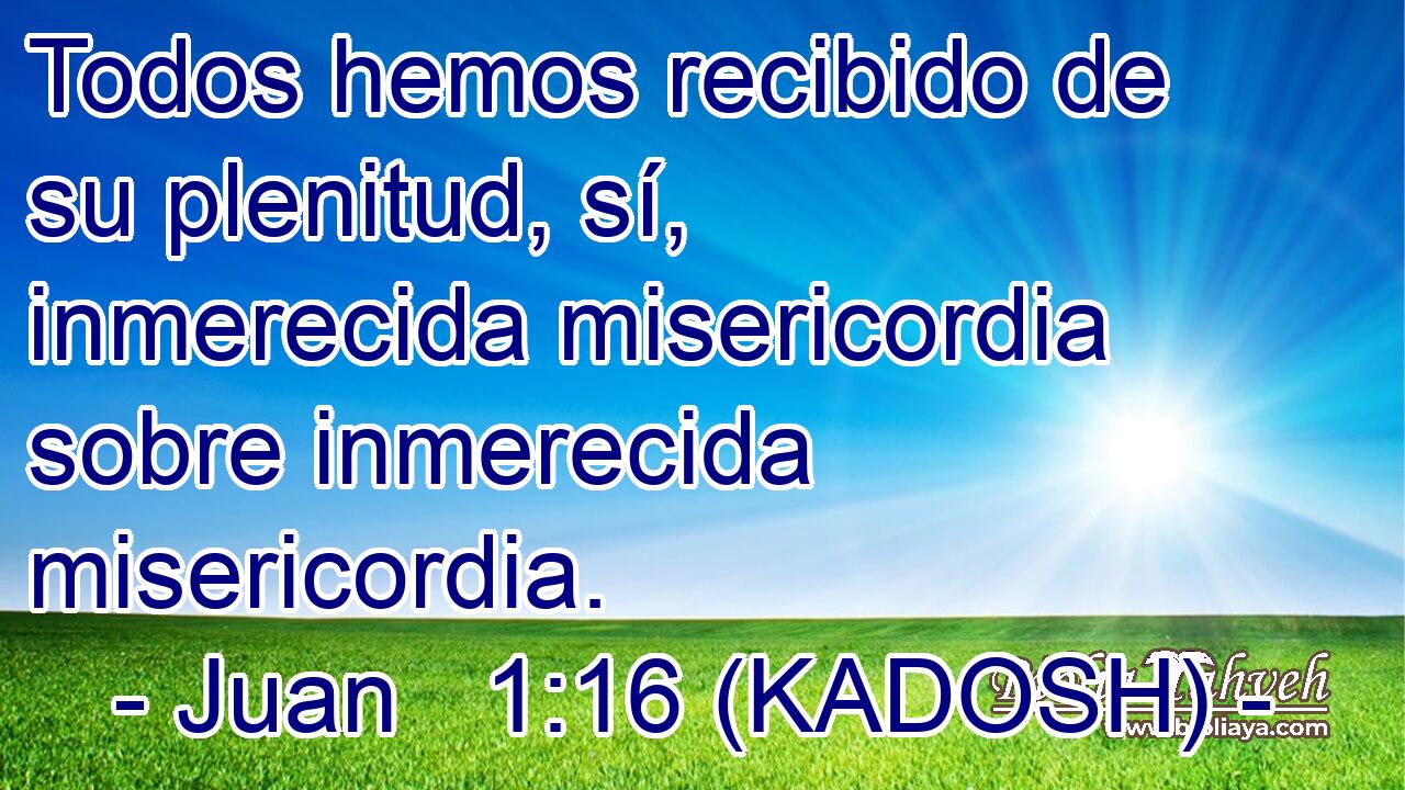 Todos hemos recibido de su plenitud, sí, inmerecida misericordia sobre inmerecida misericordia. 