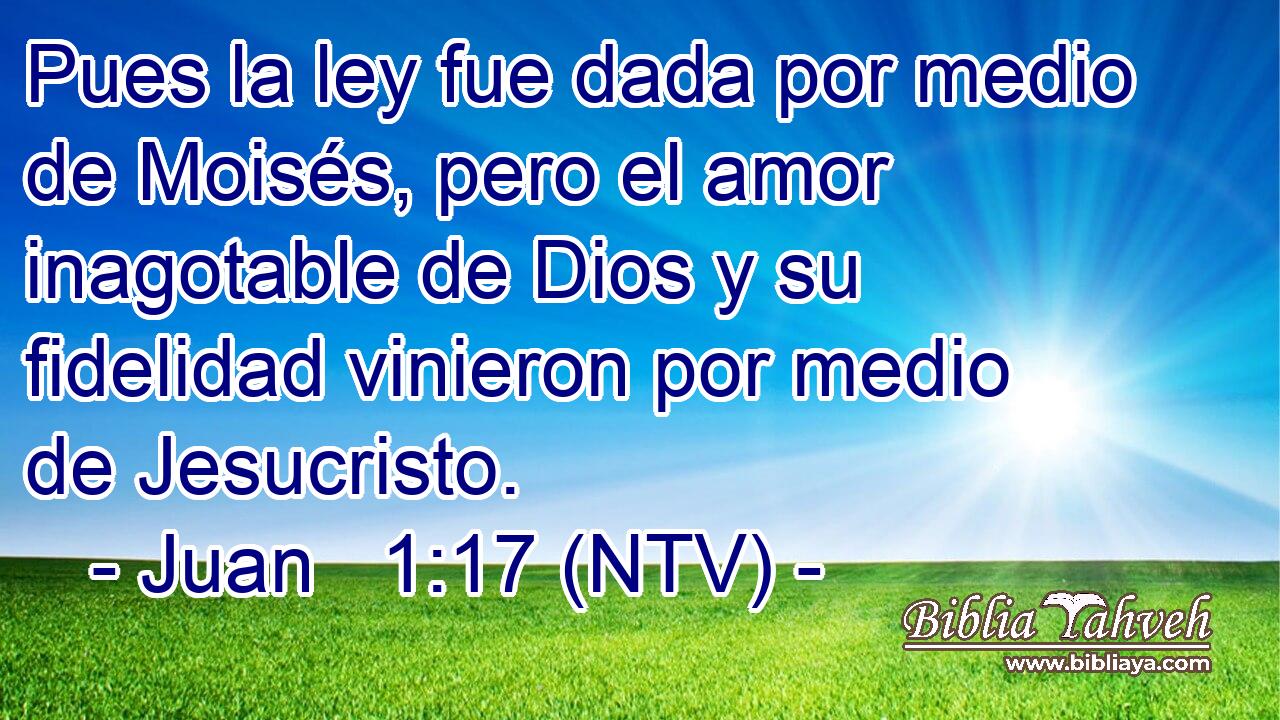 Pues la ley fue dada por medio de Moisés, pero el amor inagotable de Dios y su fidelidad vinieron por medio de Jesucristo.