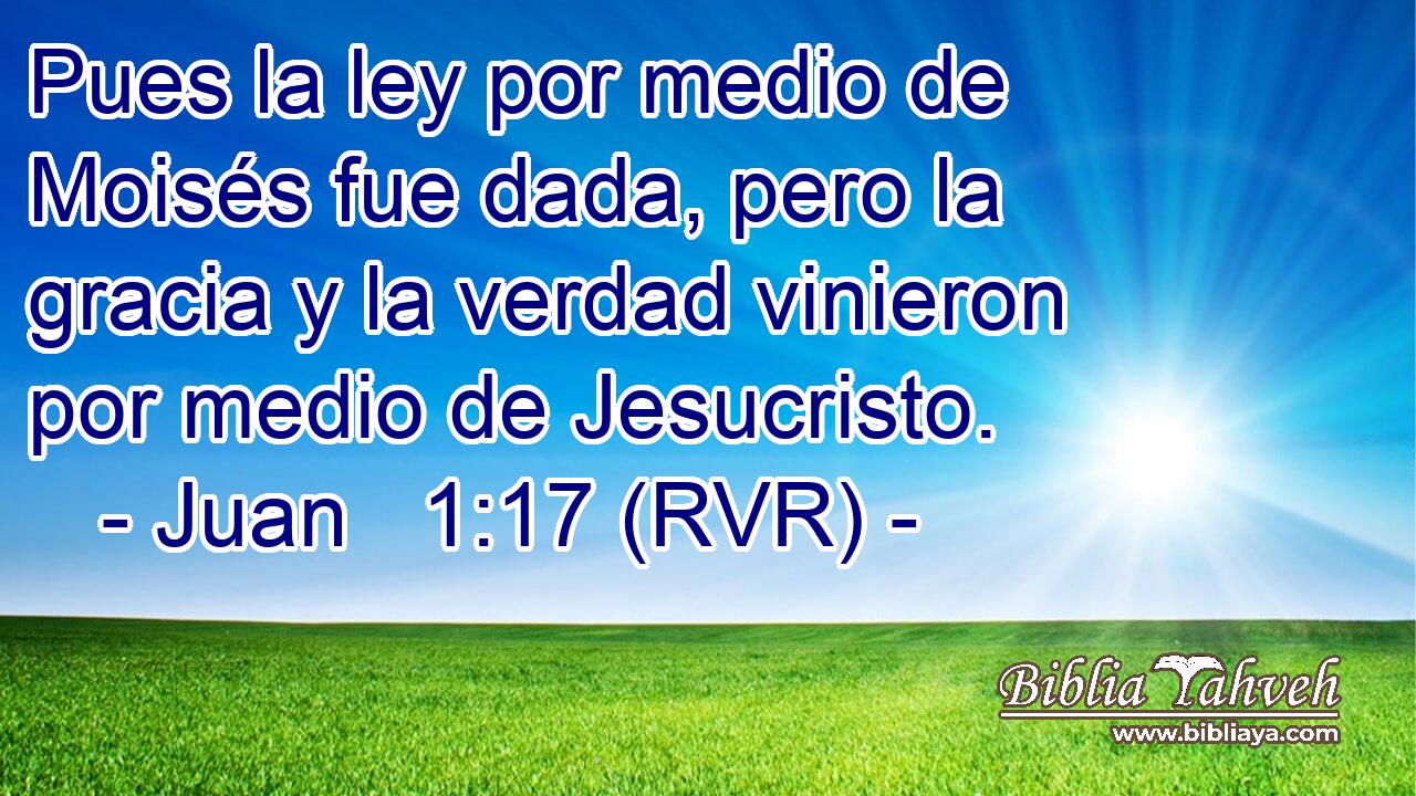 Pues la ley por medio de Moisés fue dada, pero la gracia y la verdad vinieron por medio de Jesucristo.