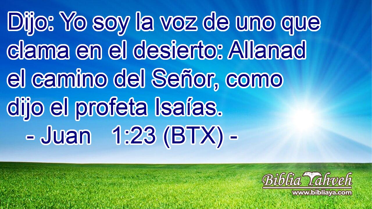 Dijo: Yo soy la voz de uno que clama en el desierto: Allanad el camino del Señor, como dijo el profeta Isaías.