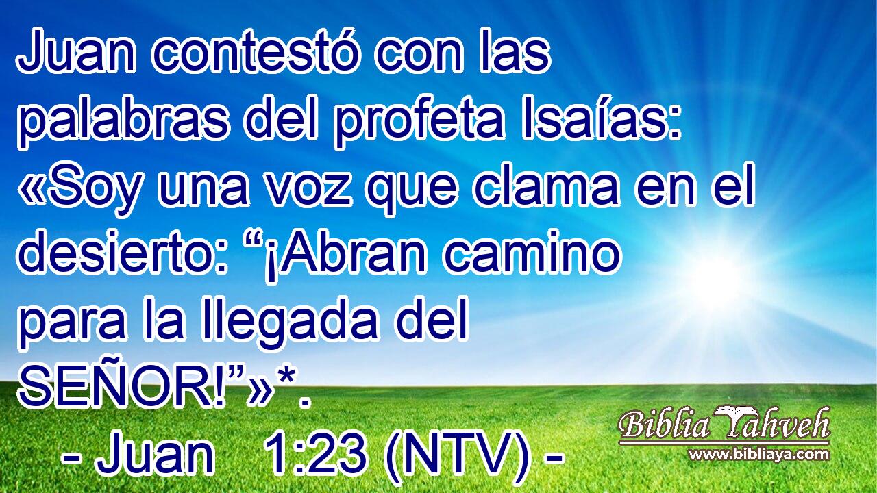 Juan contestó con las palabras del profeta Isaías: «Soy una voz que clama en el desierto: “¡Abran camino para la llegada del SEÑOR!”»*.