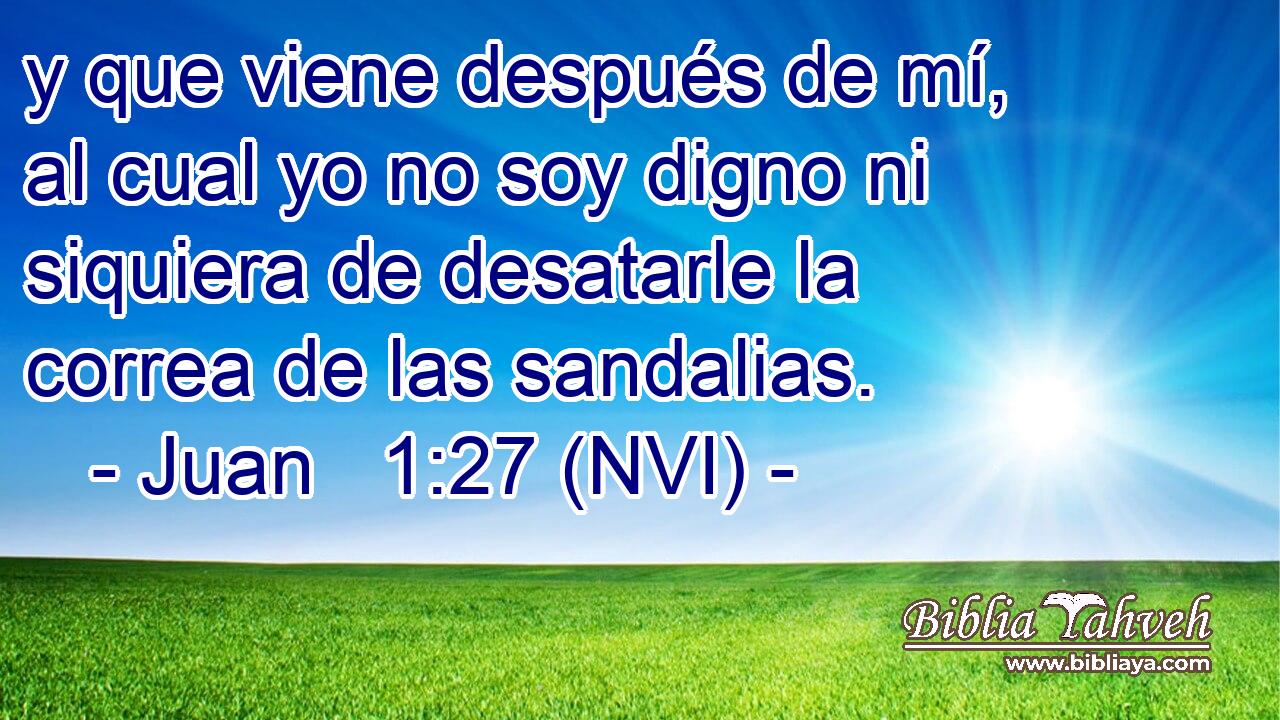  y que viene después de mí, al cual yo no soy digno ni siquiera de desatarle la correa de las sandalias. 