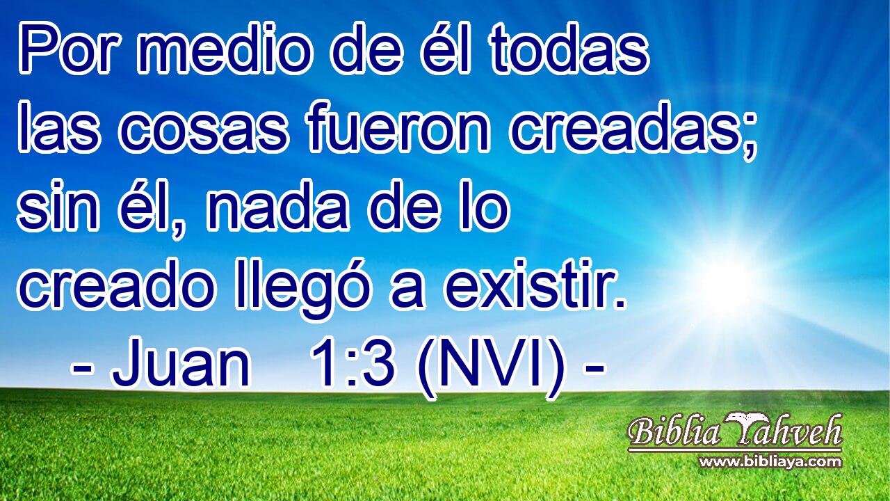  Por medio de él todas las cosas fueron creadas; sin él, nada de lo creado llegó a existir. 