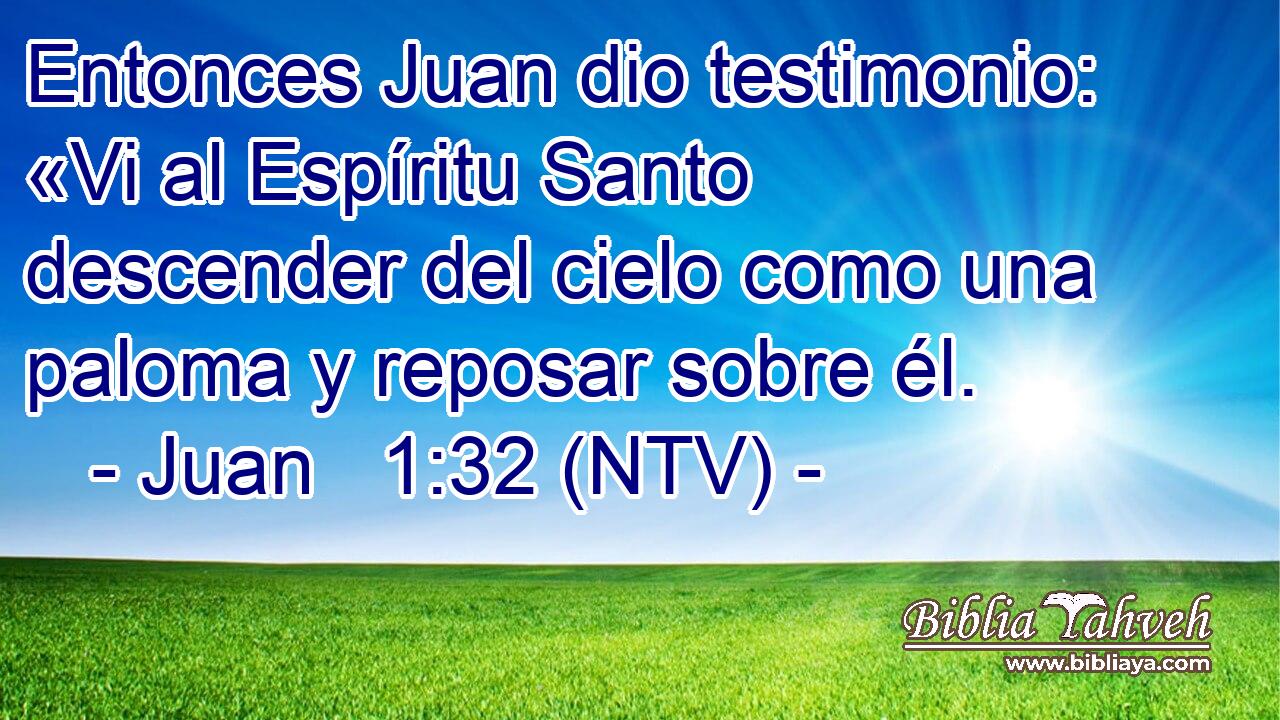 Entonces Juan dio testimonio: «Vi al Espíritu Santo descender del cielo como una paloma y reposar sobre él.