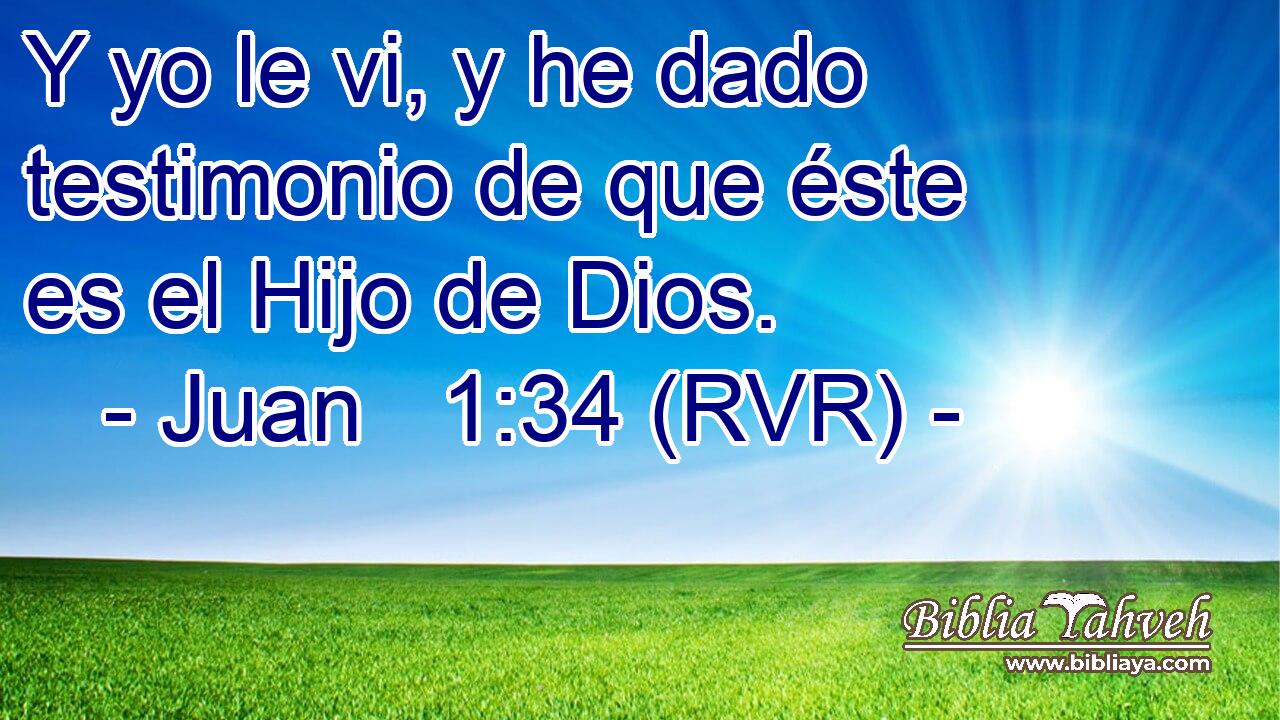 Y yo le vi, y he dado testimonio de que éste es el Hijo de Dios.
