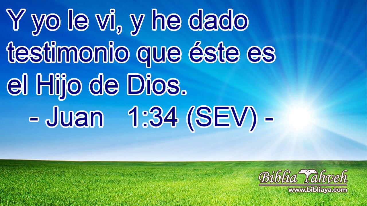 Y yo le vi, y he dado testimonio que éste es el Hijo de Dios.