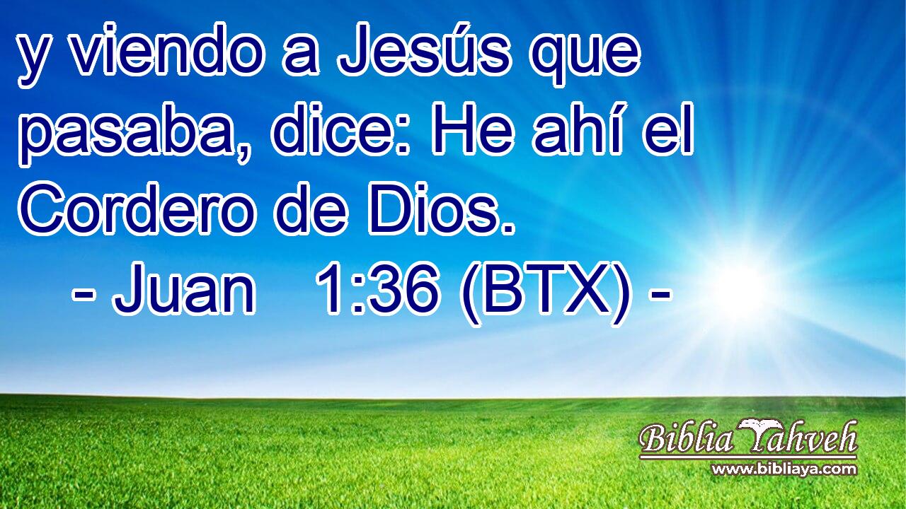 y viendo a Jesús que pasaba, dice: He ahí el Cordero de Dios.