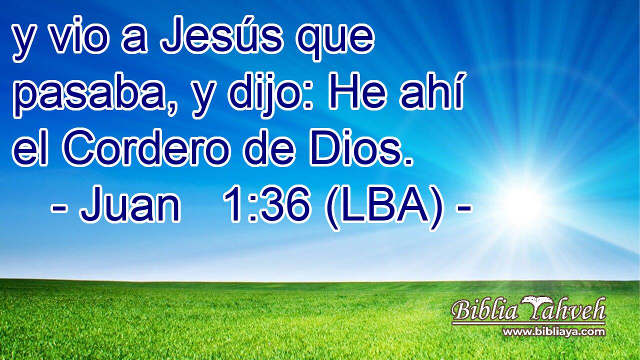 y vio a Jesús que pasaba, y dijo: He ahí el Cordero de Dios.