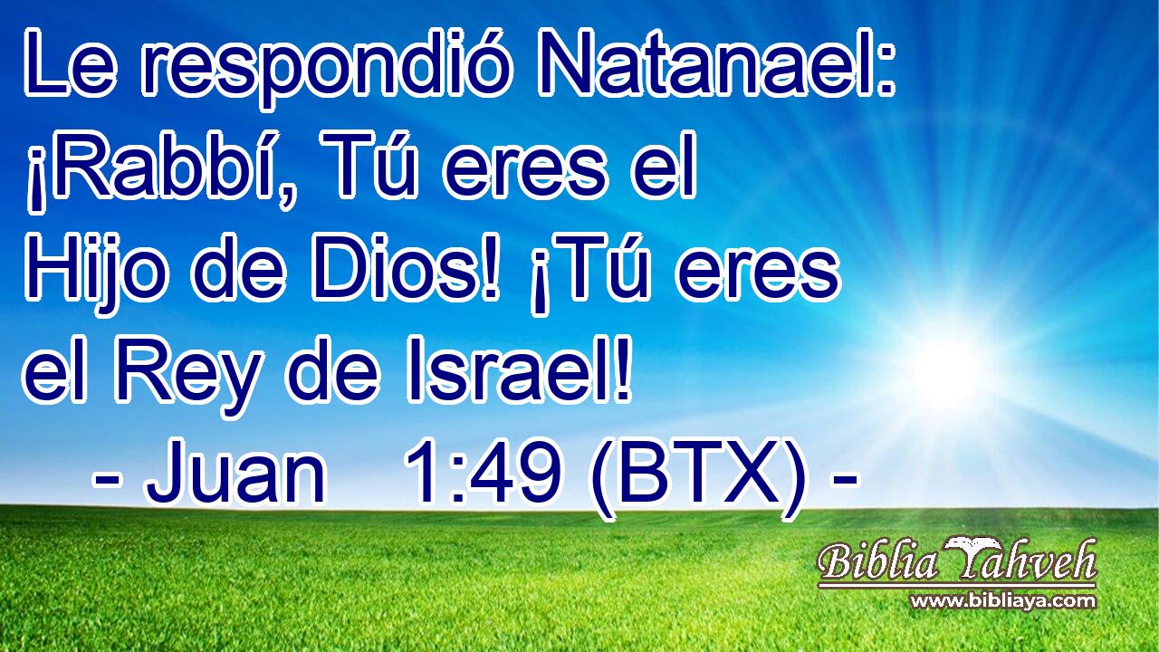 Le respondió Natanael: ¡Rabbí, Tú eres el Hijo de Dios! ¡Tú eres el Rey de Israel!