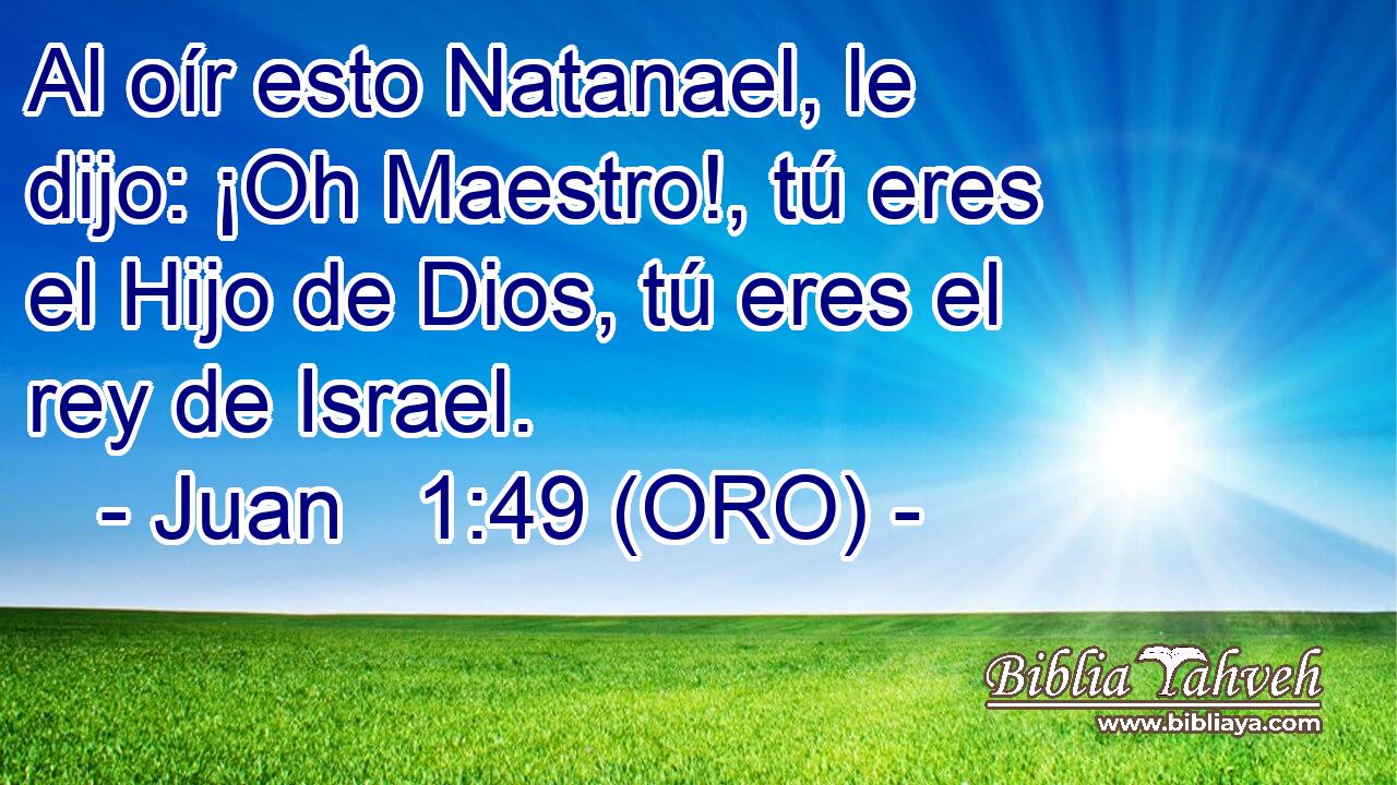  Al oír esto Natanael, le dijo: ¡Oh Maestro!, tú eres el Hijo de Dios, tú eres el rey de Israel. 