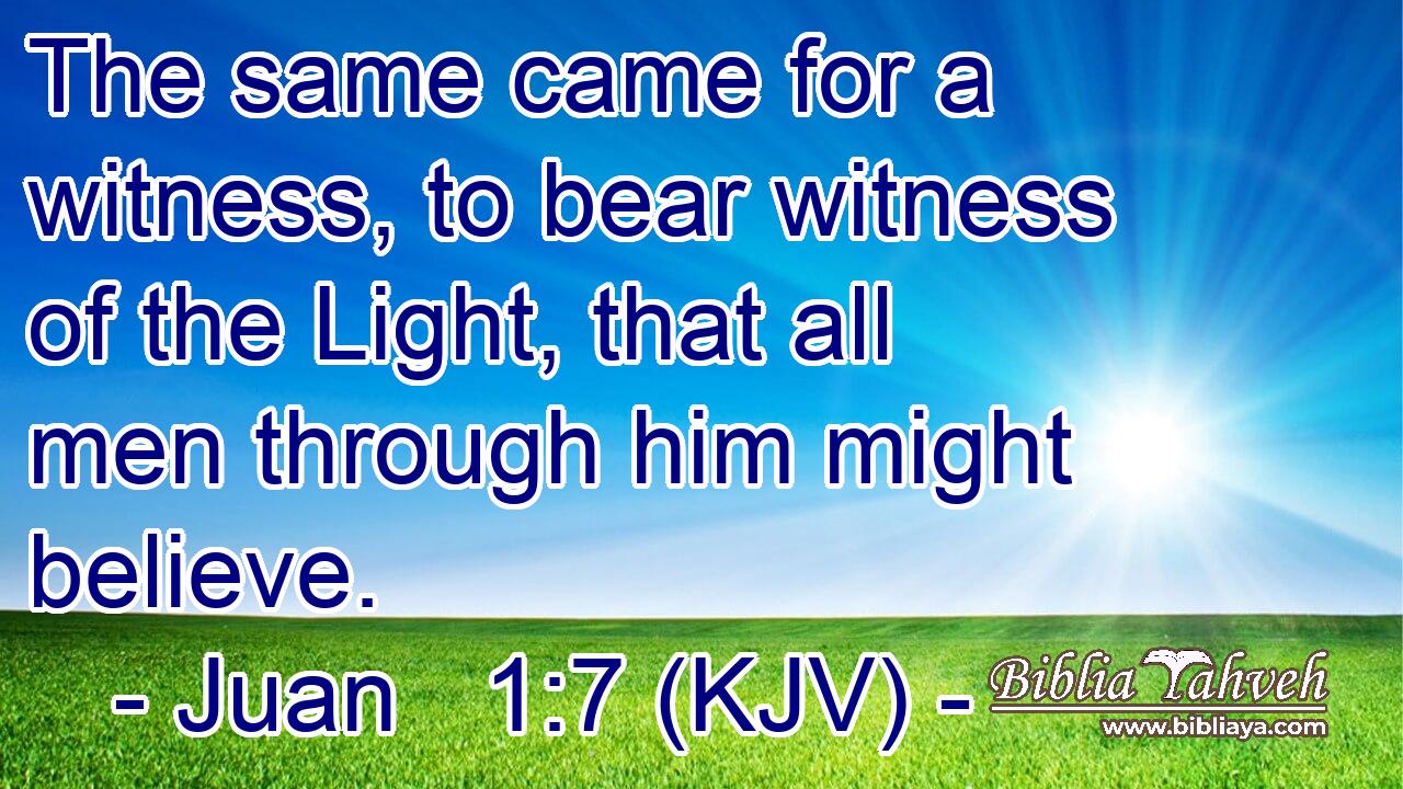 The same came for a witness, to bear witness of the Light, that all men through him might believe.
