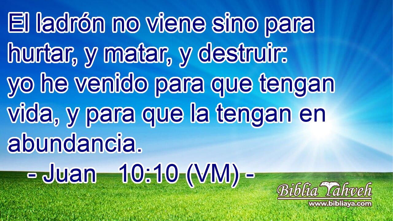  El ladrón no viene sino para hurtar, y matar, y destruir: yo he venido para que tengan vida, y para que la tengan en abundancia. 