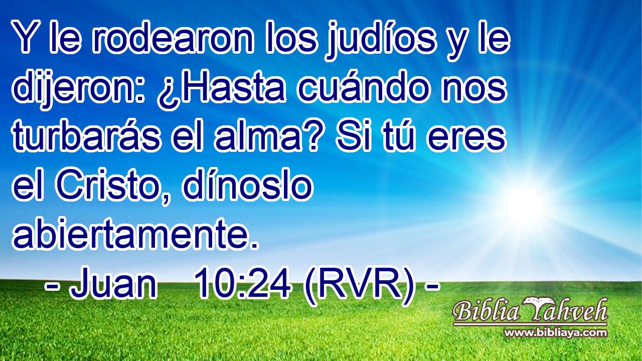 Y le rodearon los judíos y le dijeron: ¿Hasta cuándo nos turbarás el alma? Si tú eres el Cristo, dínoslo abiertamente.