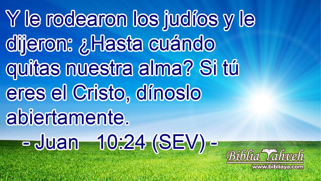 Y le rodearon los judíos y le dijeron: ¿Hasta cuándo quitas nuestra alma? Si tú eres el Cristo, dínoslo abiertamente.