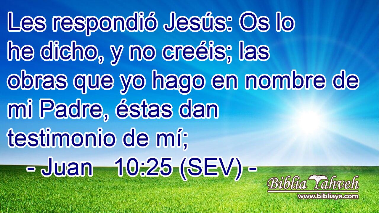 Les respondió Jesús: Os lo he dicho, y no creéis; las obras que yo hago en nombre de mi Padre, éstas dan testimonio de mí;