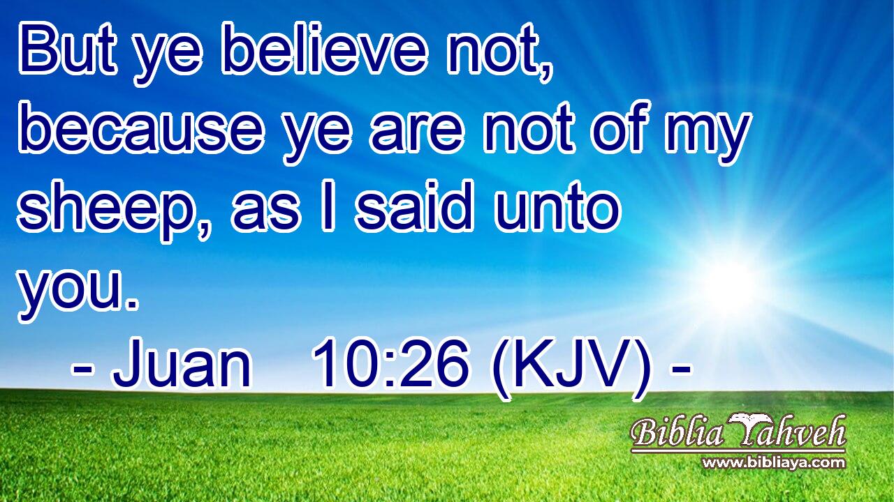 But ye believe not, because ye are not of my sheep, as I said unto you.