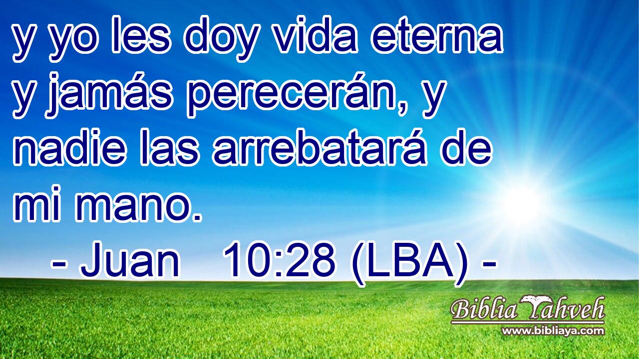 y yo les doy vida eterna y jamás perecerán, y nadie las arrebatará de mi mano.