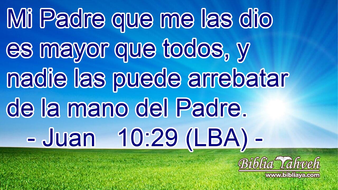 Mi Padre que me las dio es mayor que todos, y nadie las puede arrebatar de la mano del Padre.