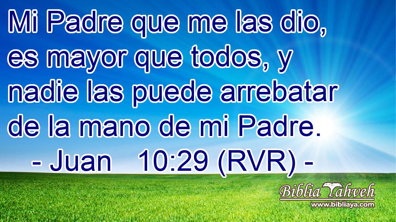 Mi Padre que me las dio, es mayor que todos, y nadie las puede arrebatar de la mano de mi Padre.