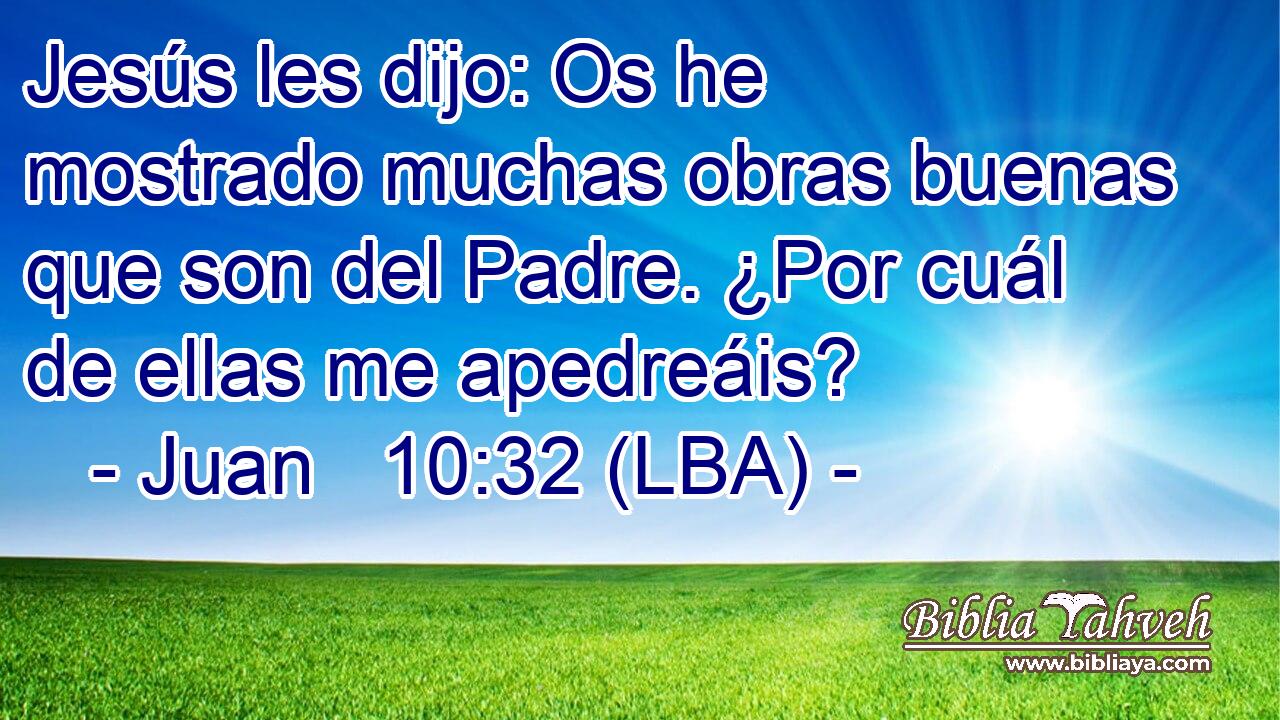 Jesús les dijo: Os he mostrado muchas obras buenas que son del Padre. ¿Por cuál de ellas me apedreáis?