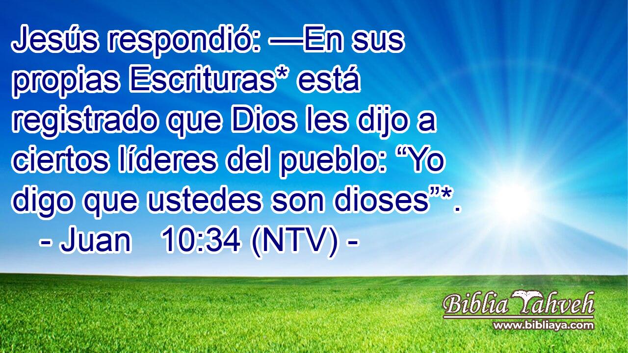 Jesús respondió: —En sus propias Escrituras* está registrado que Dios les dijo a ciertos líderes del pueblo: “Yo digo que ustedes son dioses”*.