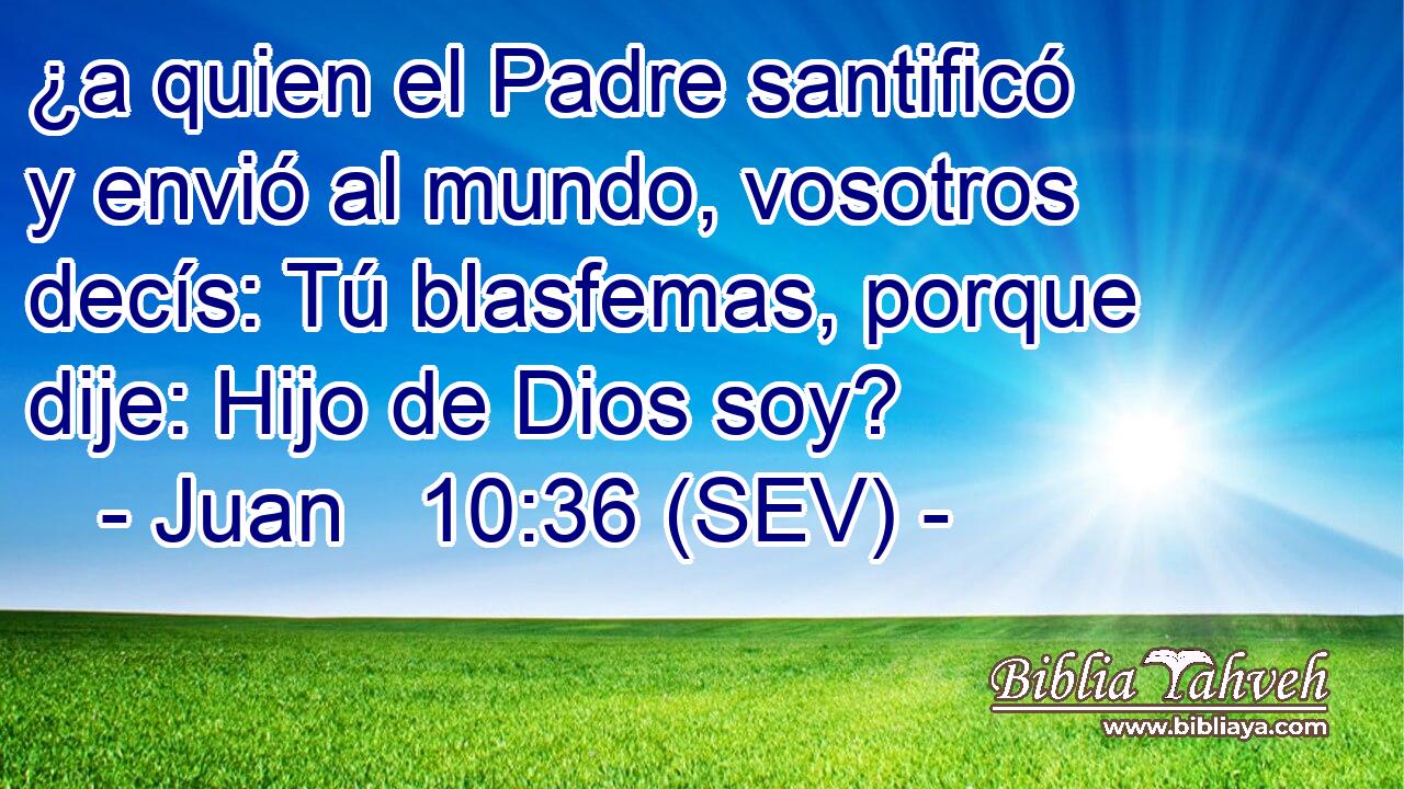 ¿a quien el Padre santificó y envió al mundo, vosotros decís: Tú blasfemas, porque dije: Hijo de Dios soy?