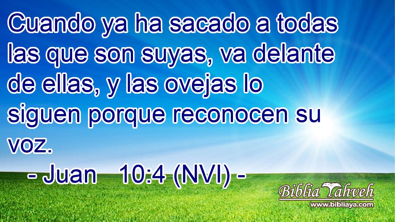  Cuando ya ha sacado a todas las que son suyas, va delante de ellas, y las ovejas lo siguen porque reconocen su voz. 