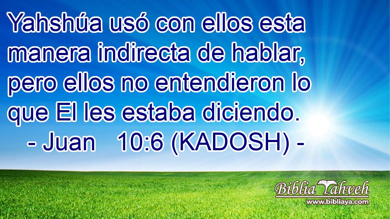 Yahshúa usó con ellos esta manera indirecta de hablar, pero ellos no entendieron lo que El les estaba diciendo. 