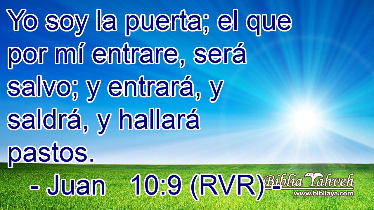 Yo soy la puerta; el que por mí entrare, será salvo; y entrará, y saldrá, y hallará pastos.